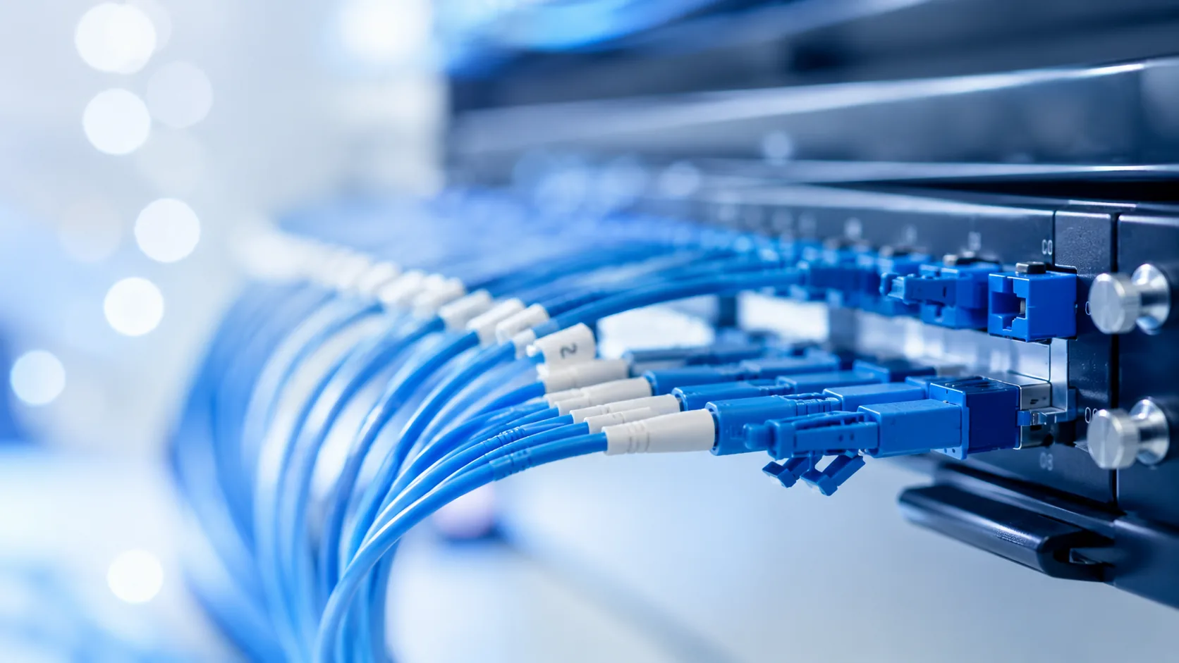 Jarretières de fibre optique étiquetées raccordées à un tiroir optique
